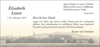 Traueranzeige von Elisabeth Lause von Neue Osnabrücker Zeitung GmbH & Co. KG