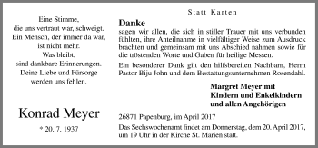 Traueranzeige von Konrad Meyer von Neue Osnabrücker Zeitung GmbH & Co. KG