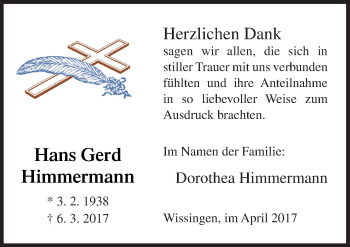 Traueranzeige von Hans Gerd Himmermann von Neue Osnabrücker Zeitung GmbH & Co. KG