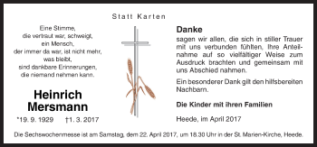 Traueranzeige von Heinrich Mersmann von Neue Osnabrücker Zeitung GmbH & Co. KG