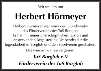 Traueranzeige von Herbert Hörmeyer von Neue Osnabrücker Zeitung GmbH & Co. KG