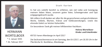 Traueranzeige von Helena Wortelboer von Neue Osnabrücker Zeitung GmbH & Co. KG