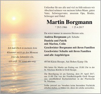 Traueranzeige von Martin Borgmann von Neue Osnabrücker Zeitung GmbH & Co. KG
