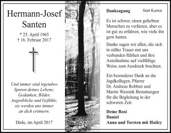 Traueranzeige von Hermann-Josef Santen von Neue Osnabrücker Zeitung GmbH & Co. KG
