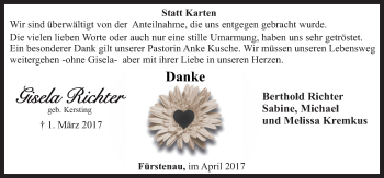 Traueranzeige von Gisela Richter von Neue Osnabrücker Zeitung GmbH & Co. KG