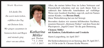 Traueranzeige von Katharina Möller von Neue Osnabrücker Zeitung GmbH & Co. KG