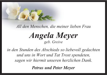Traueranzeige von Angela Meyer von Neue Osnabrücker Zeitung GmbH & Co. KG
