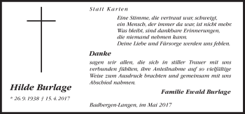 Traueranzeige von Hilde Burlage von Neue Osnabrücker Zeitung GmbH & Co. KG