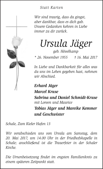 Traueranzeige von Ursula Jäger von Neue Osnabrücker Zeitung GmbH & Co. KG