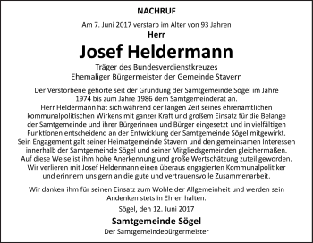 Traueranzeige von Josef Heldermann von Neue Osnabrücker Zeitung GmbH & Co. KG