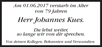 Traueranzeige von Johannes Kues von Neue Osnabrücker Zeitung GmbH & Co. KG