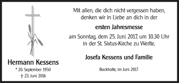 Traueranzeige von Hermann Kessens von Neue Osnabrücker Zeitung GmbH & Co. KG