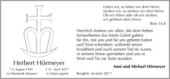 Traueranzeige von Herbert Hörmeyer von Neue Osnabrücker Zeitung GmbH & Co. KG