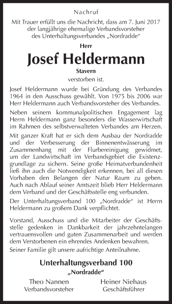 Traueranzeige von Josef Heldermann von Neue Osnabrücker Zeitung GmbH & Co. KG