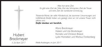 Traueranzeige von Hubert Brockmeyer von Neue Osnabrücker Zeitung GmbH & Co. KG