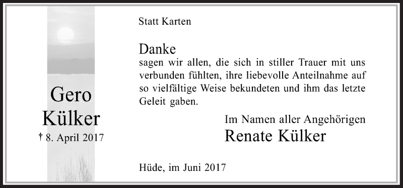  Traueranzeige für Gero Külker vom 17.06.2017 aus Neue Osnabrücker Zeitung GmbH & Co. KG