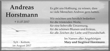 Traueranzeige von Andreas Horstmann von Neue Osnabrücker Zeitung GmbH & Co. KG