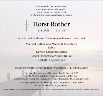 Traueranzeige von Horst Rother von Neue Osnabrücker Zeitung GmbH & Co. KG