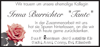 Traueranzeige von Irma Burrichter von Neue Osnabrücker Zeitung GmbH & Co. KG