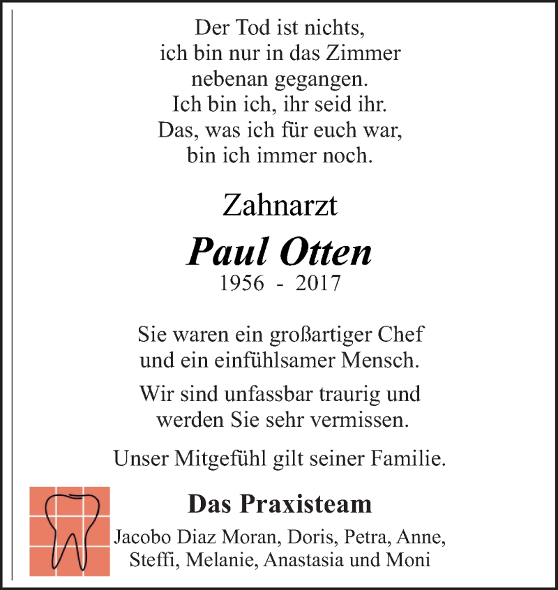  Traueranzeige für Paul M. G. Otten vom 04.08.2017 aus Neue Osnabrücker Zeitung GmbH & Co. KG