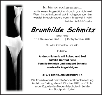 Traueranzeige von Brunhilde Schmitz von Neue Osnabrücker Zeitung GmbH & Co. KG