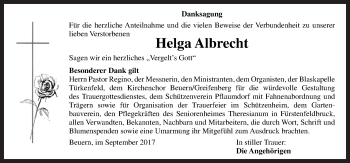 Traueranzeige von Helga Albrecht von Neue Osnabrücker Zeitung GmbH & Co. KG