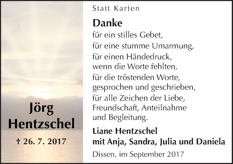  Traueranzeige für Jörg Hentzschel vom 02.09.2017 aus Neue Osnabrücker Zeitung GmbH & Co. KG