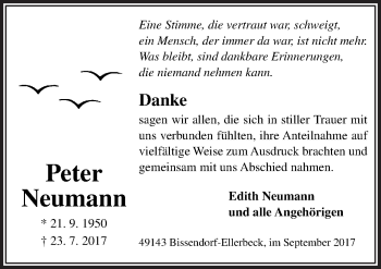 Traueranzeige von Peter Neumann von Neue Osnabrücker Zeitung GmbH & Co. KG