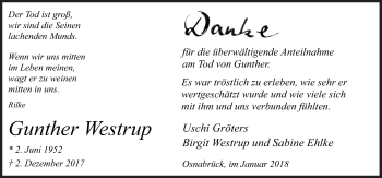 Traueranzeige von Gunther Westrup von Neue Osnabrücker Zeitung GmbH & Co. KG