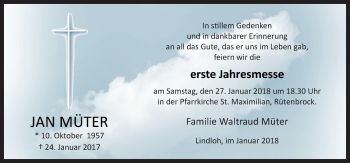 Traueranzeige von Jan Müter von Neue Osnabrücker Zeitung GmbH & Co. KG