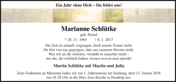 Traueranzeige von Marianne Schlütke von Neue Osnabrücker Zeitung GmbH & Co. KG