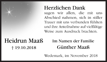 Traueranzeige von Heidrun Maaß von Neue Osnabrücker Zeitung GmbH & Co. KG