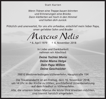 Traueranzeige von Marcus Nelis von Neue Osnabrücker Zeitung GmbH & Co. KG