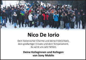 Traueranzeige von Nico De Iorio von Neue Osnabrücker Zeitung GmbH & Co. KG