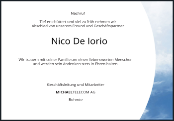 Traueranzeige von Nico De Iorio von Neue Osnabrücker Zeitung GmbH & Co. KG