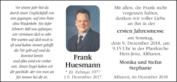 Traueranzeige von Frank Huesmann von Neue Osnabrücker Zeitung GmbH & Co. KG