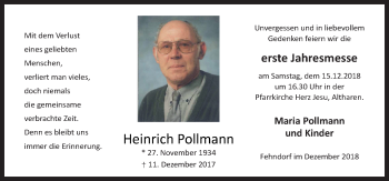 Traueranzeige von Heinrich Pollmann von Neue Osnabrücker Zeitung GmbH & Co. KG