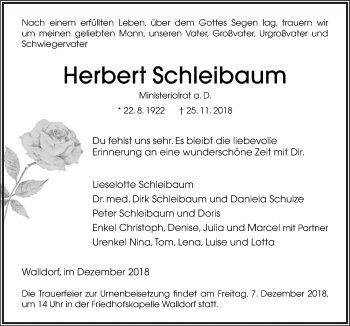 Traueranzeige von Herbert Schleibaum von Neue Osnabrücker Zeitung GmbH & Co. KG