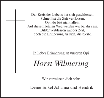 Traueranzeige von Horst Wilmering von Neue Osnabrücker Zeitung GmbH & Co. KG