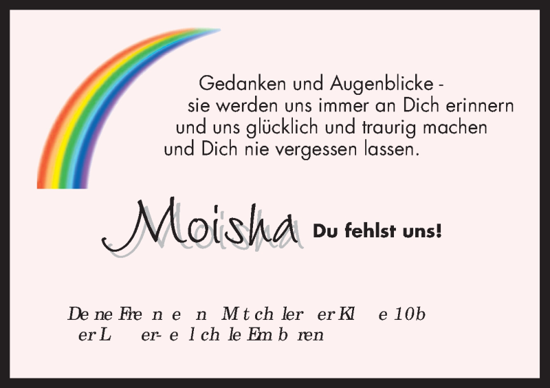  Traueranzeige für Moisha Krüger vom 12.12.2018 aus Neue Osnabrücker Zeitung GmbH & Co. KG