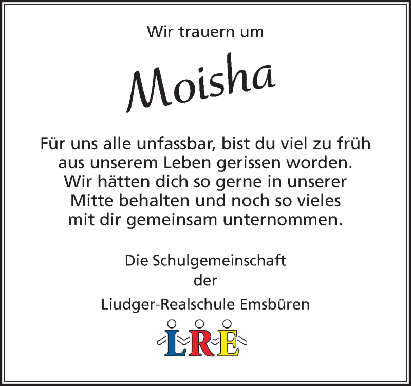  Traueranzeige für Moisha Krüger vom 12.12.2018 aus Neue Osnabrücker Zeitung GmbH & Co. KG