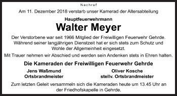 Traueranzeige von Walter Meyer von Neue Osnabrücker Zeitung GmbH & Co. KG