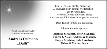 Traueranzeige von Andreas Deimann von Neue Osnabrücker Zeitung GmbH & Co. KG
