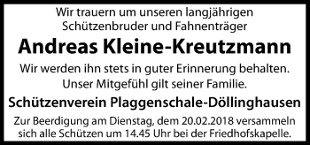 Traueranzeige von Andreas Kleine-Kreutzmann von Neue Osnabrücker Zeitung GmbH & Co. KG