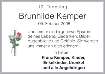 Traueranzeige von Brunhilde Kemper von Neue Osnabrücker Zeitung GmbH & Co. KG