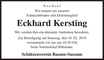 Traueranzeige von Eckhard Kersting von Neue Osnabrücker Zeitung GmbH & Co. KG