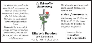 Traueranzeige von Elisabeth Berndsen von Neue Osnabrücker Zeitung GmbH & Co. KG