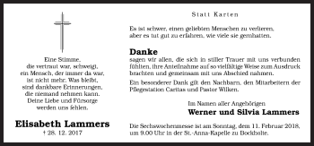 Traueranzeige von Elisabeth Lammers von Neue Osnabrücker Zeitung GmbH & Co. KG