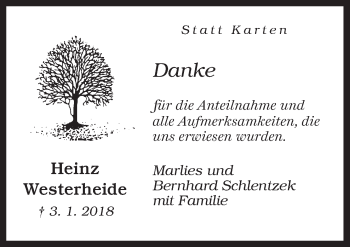 Traueranzeige von Heinz Westerheide von Neue Osnabrücker Zeitung GmbH & Co. KG