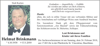 Traueranzeige von Helmut Brinkmann von Neue Osnabrücker Zeitung GmbH & Co. KG